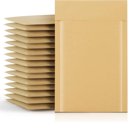 Fuxury Kraft Bubble Mailer 4x8” 50Pack Padded Envelopes Usable Size 4x7" Strong Adhesion Thick Bubble Envelopes Waterproof Cushioned Bubble Mailers Packaging for Small Business #000 Yellow