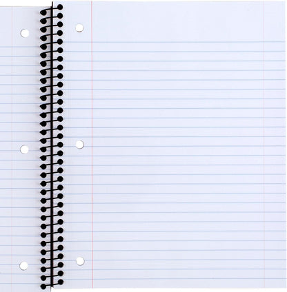 Mead Spiral Notebooks, 1 Subject, Wide Ruled Paper, 8" x 10-1/2", 100 Sheets, Assorted Colors, 5 Pack (930093)