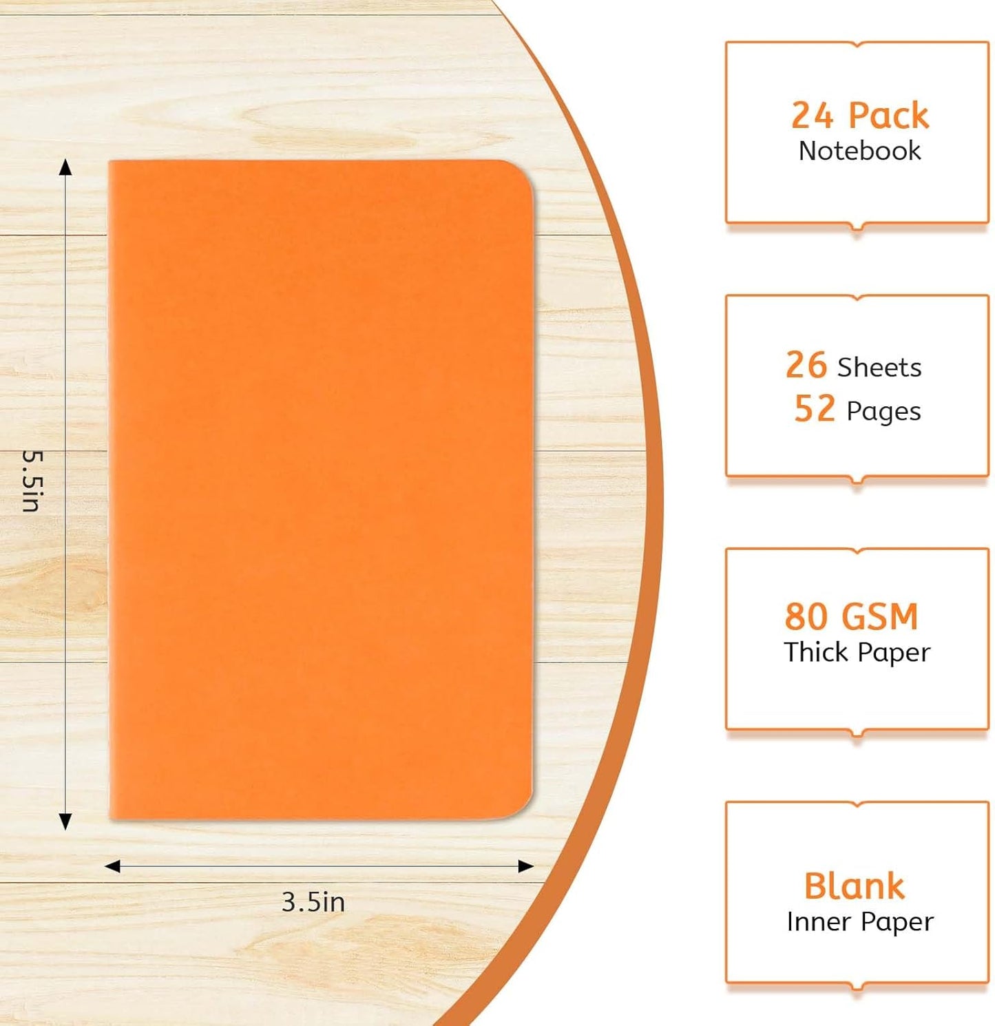 Oucaru 48PCS Pocket Notebook, 3.5" x 5.5", 8 Color, 52 Pages Blank Notebook Mini Notebook Journal, Small Notebook Memo Notepad for Students, Traveler, School Supplies