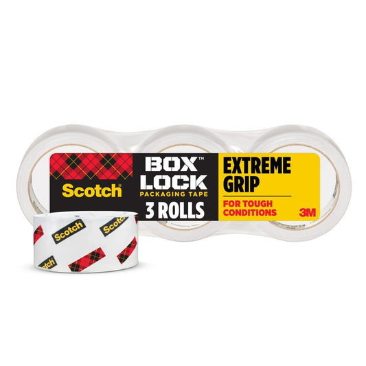 Scotch Box Lock Packing Tape, Clear, Extreme Grip Box Packaging Tape for Shipping and Mailing, 1.88 in x 54.6 yd, 6 Rolls