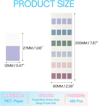 PATIKIL Clear Index Sticky Tabs, 480 Pcs Small Transparent Sticky Notes Bookmarks Planner Stickers Page Tabs for Office Notebooks File Folder Ledger Book, Gradient Pink