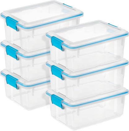 Sterilite 4-Pack Gasket Box, Weather-Resistant Storage Bins with Latching Lids, 32 Quart - Heavy-Duty Organizing Containers for Closet, Bathroom, and Office