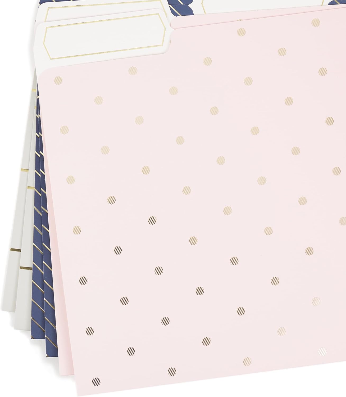 U Brands Fashion File Folders, 1/3-Cut Tabs in Assorted Positions, Letter Size, Office Supplies, 6 Count (Classic)