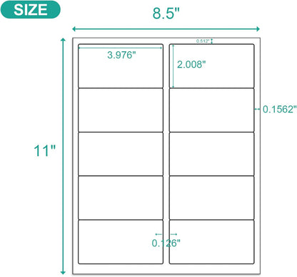 MFLABEL Half Sheet Shipping Labels - 200 Self Adhesive Sticker Sheets for Laser & Inkjet Printers, Waterproof & Smudge-Free, with 12 Free Fragile Labels for Packaging, Shipping and Crafting - Colors A