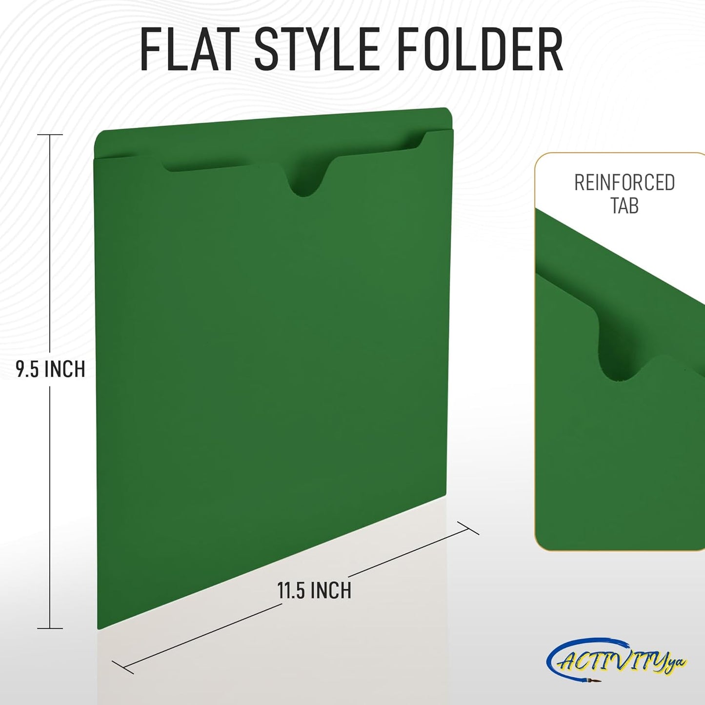 Black File Jackets, Flat-No Expansion, Letter Size, Reinforced Straight-Cut Tab, 10 Pack