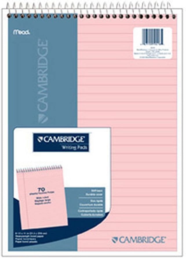 Cambridge Wirebound Legal Pad, 8.5 X 11 Inches, Rose, 70 Sheets (59418)
