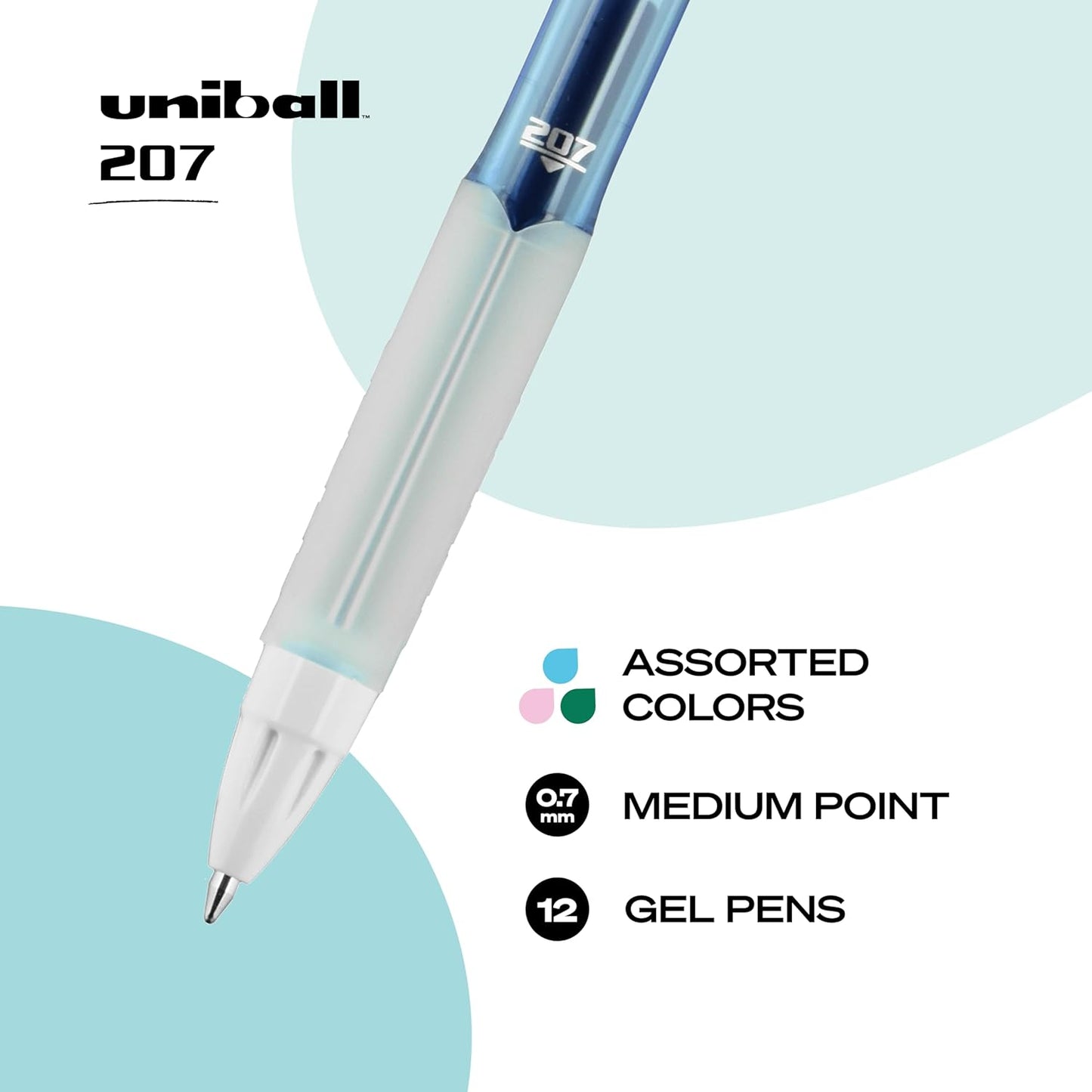 uniball 207 Plus+ Retractable Gel Pens, Medium Point (0.7mm), Black, 4 Pack