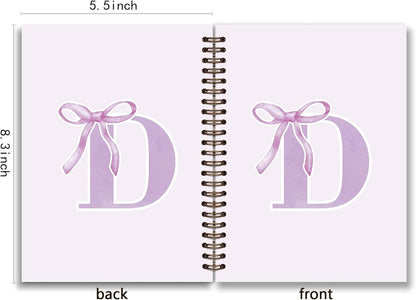 Blue Bow Journal Notebook for Girls,Initial H Journals Personalized Diary Gifts for Teen Girl Kids,Monogrammed Gifts for Women,Trendy Coquette Cute Hardcover Spiral Notebook 5.5 x 8.3 - Colors B