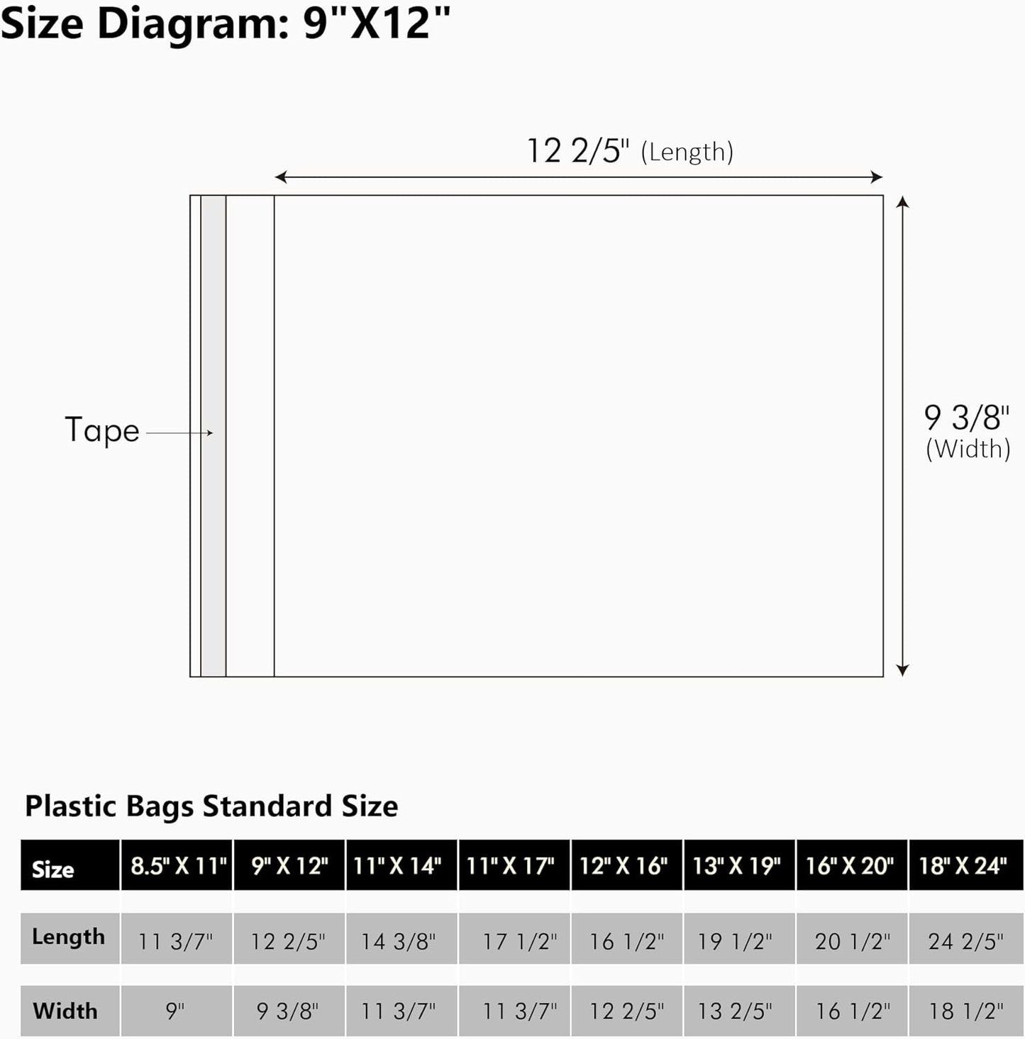 50 Pack Acid-Free Crystal Clear Sleeves Storage Bags for 8.5x11 Art Prints/Pictures/Photos/Framing Mat Mattes (Bag Size: 9"x11 3/7")