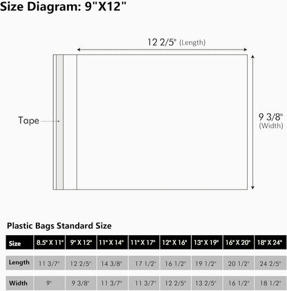 50 Pack Acid-Free Crystal Clear Sleeves Storage Bags for 8.5x11 Art Prints/Pictures/Photos/Framing Mat Mattes (Bag Size: 9"x11 3/7")
