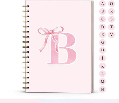 Blue Bow Journal Notebook for Girls,Initial H Journals Personalized Diary Gifts for Teen Girl Kids,Monogrammed Gifts for Women,Trendy Coquette Cute Hardcover Spiral Notebook 5.5 x 8.3 - Colors A