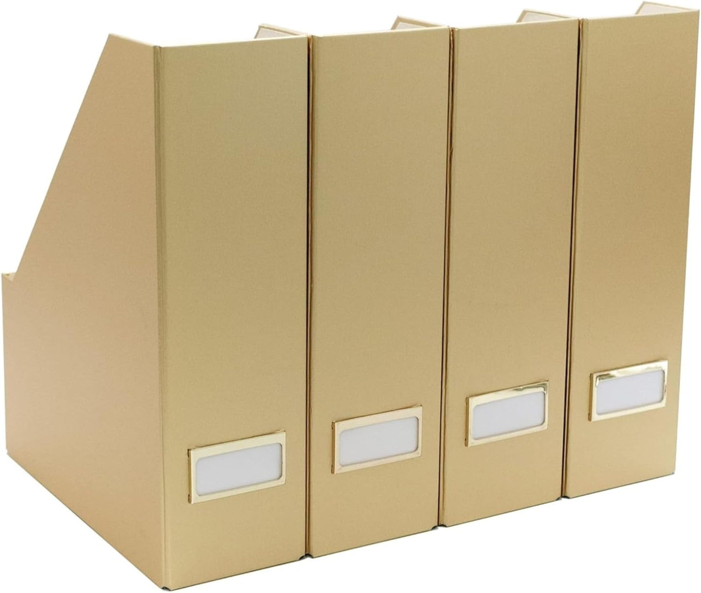 BLU MONACO | Cardboard Magazine File Holder Set of 4 | Vertical Magazine File Holder for Desk and Shelves | Standing File Holder for Classroom School Paper Storage