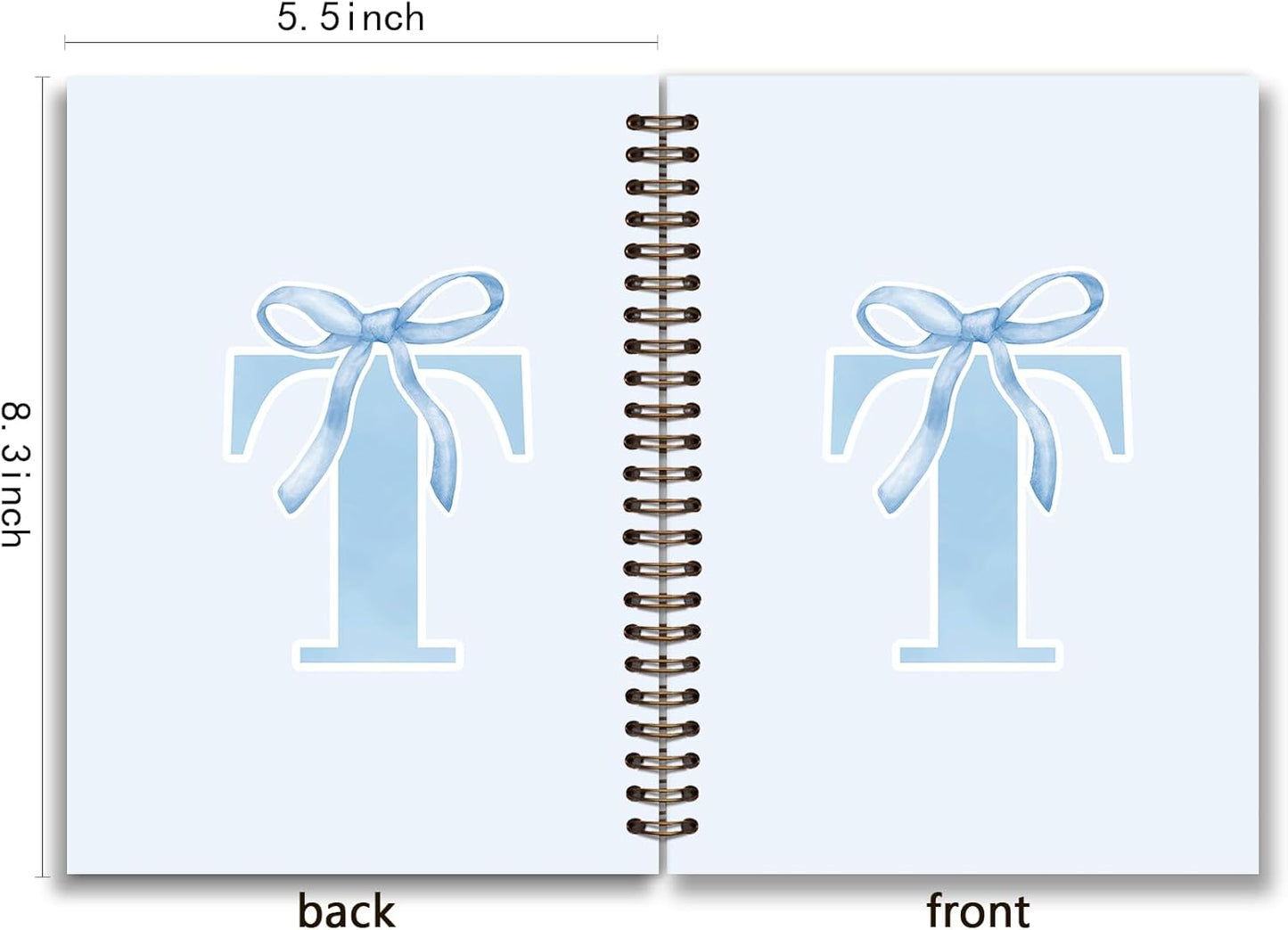 Blue Bow Journal Notebook for Girls,Initial H Journals Personalized Diary Gifts for Teen Girl Kids,Monogrammed Gifts for Women,Trendy Coquette Cute Hardcover Spiral Notebook 5.5 x 8.3 - Colors B