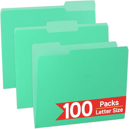 VZCPYTPM 100 Packs Black File Folder,Manilla File Folders Letter Size,1/3-Cut Tabs,8.5x11 File Folders for Office Filing,School Projects and Home,Organizer File Folder