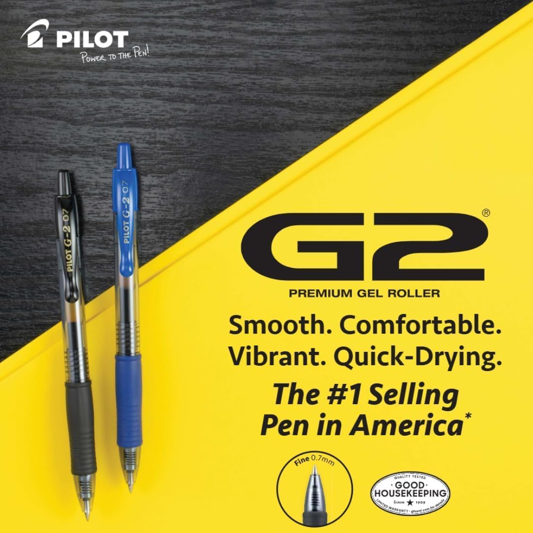 PILOT, G2 Premium Gel Roller Pens, G2 Rainbow Colors Pack, 15 Pack Pouch, Fine Point 0.7 mm, Assorted