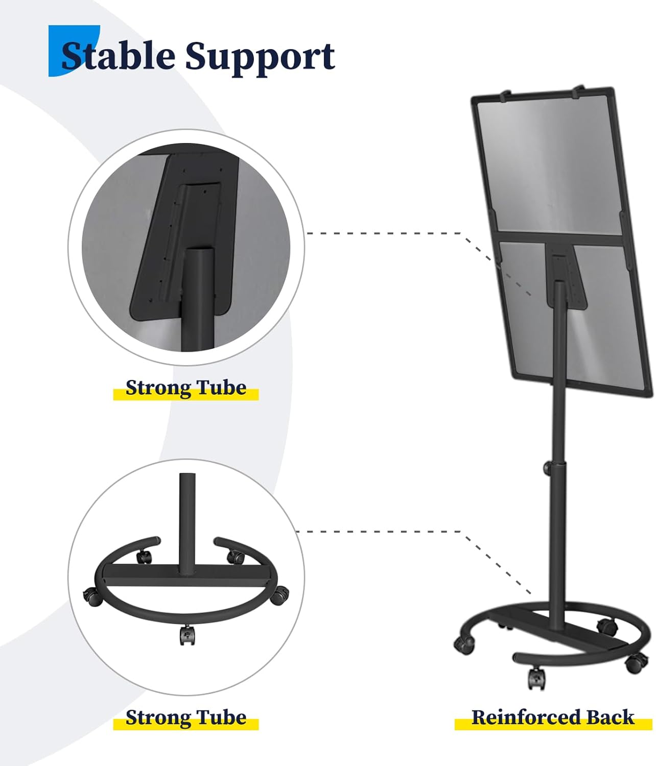 maxtek Mobile Dry Erase Board – 40x28 inches Magnetic Portable Whiteboard Stand Easel White Board Flipchart Easel Board with 25 Sheets Paper Pad for School Supplies