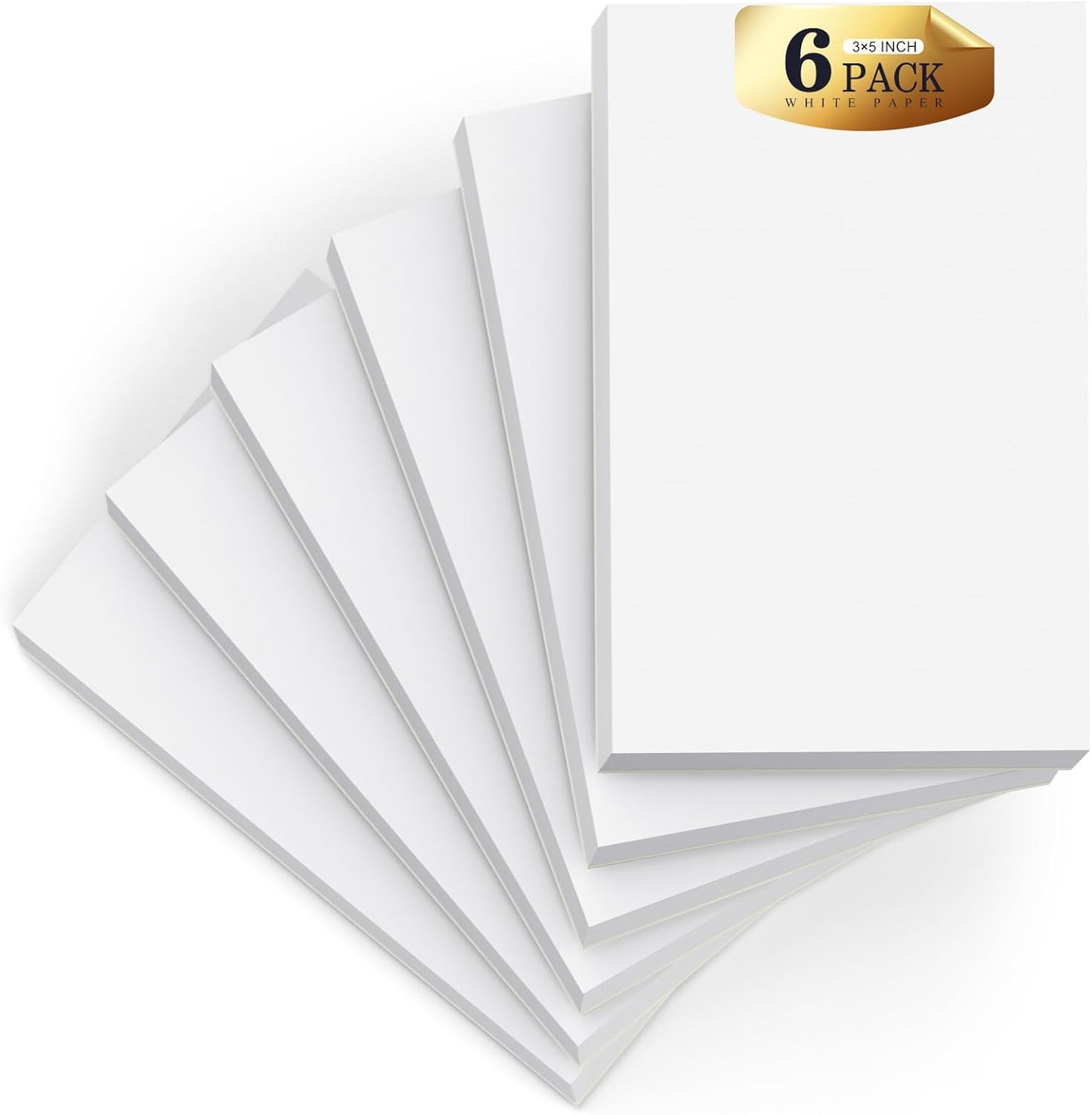 Notepads 3x5, 6 Pack Small Note Pads, Server Note Pad, Scratch Pads 3x5, Memo Pads White Paper, 50 Sheets per Blank Note pads 3''x5'', Small Writing Pads Pocket Notepads for Office School Home Supplies