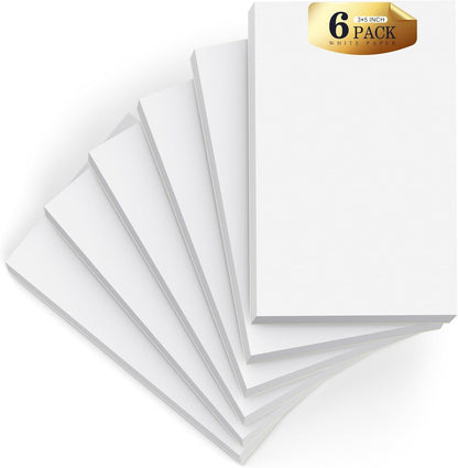 Notepads 3x5, 6 Pack Small Note Pads, Server Note Pad, Scratch Pads 3x5, Memo Pads White Paper, 50 Sheets per Blank Note pads 3''x5'', Small Writing Pads Pocket Notepads for Office School Home Supplies