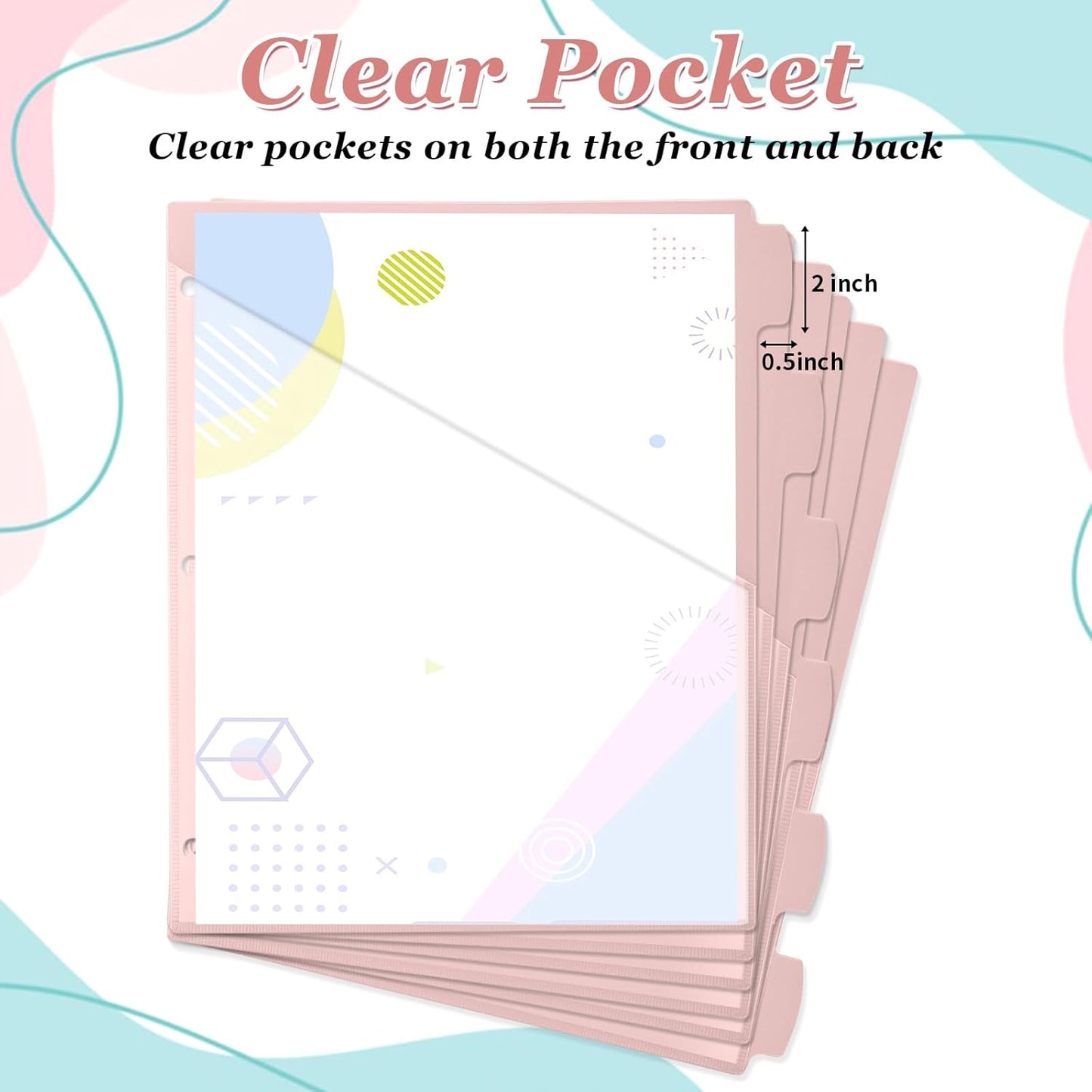 Epakh 12 Pcs Binder Dividers for 3 Rings Binders Index Dividers with Two Clear Pockets Plastics Sheets Protectors with Tab Labels for School Office Organization (Morandi)
