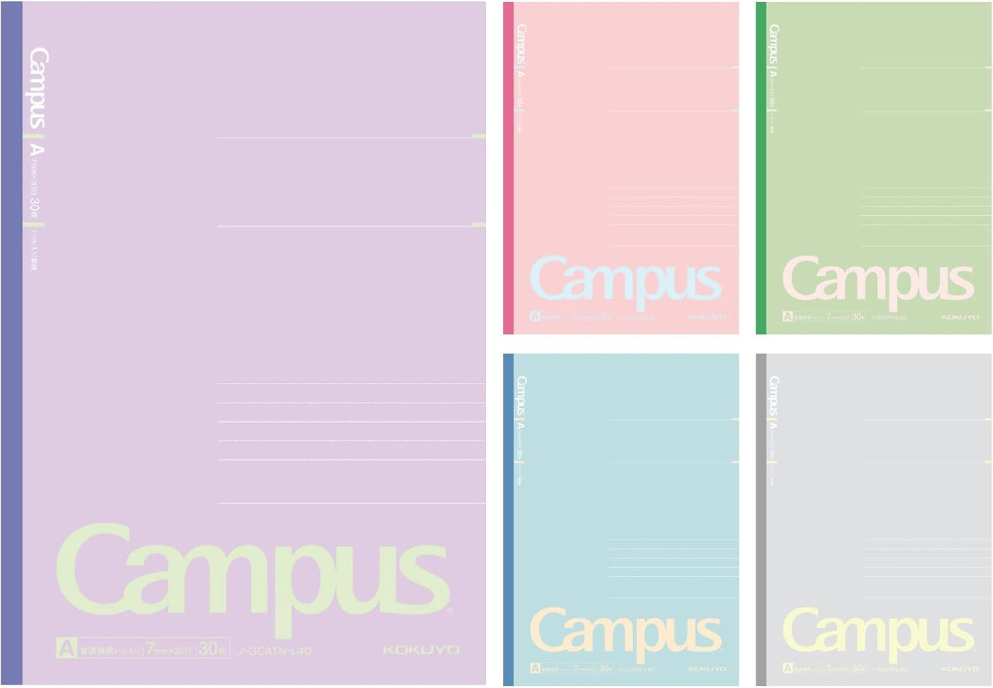 KOKUYO Composition Notebooks, 5 Pack Campus Semi-B5 Comp Book with Dot B 6mm Ruled, 30 Sheets, School Lined Notebook in Shear Stone, Journal Notebook for Women Work Study Note Taking(NO-GS3CWBT-L1X5)