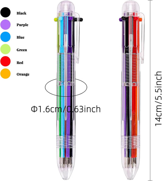 JPSOR 28 Pack Multicolor Pen, 0.5mm 6-in-1 Multicolor Ballpoint Pens, 6 Colors Retractable Ballpoint Pens for Office School Supplies Students Gift