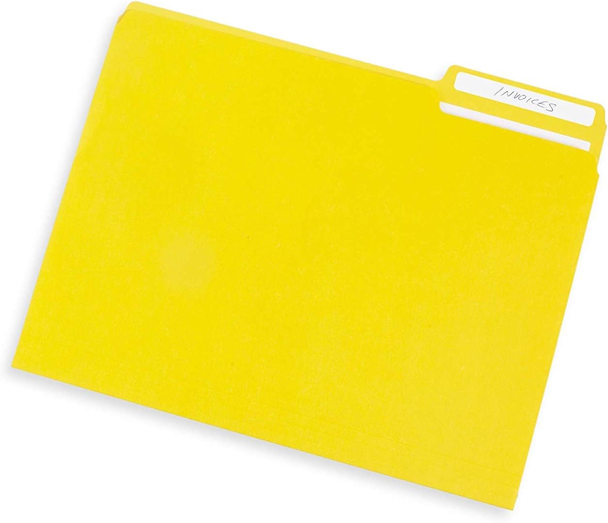 File Folder, 1/3 Cut Tab, Letter Size, Yellow, Great for Organizing and Easy File Storage, 100 Per Box