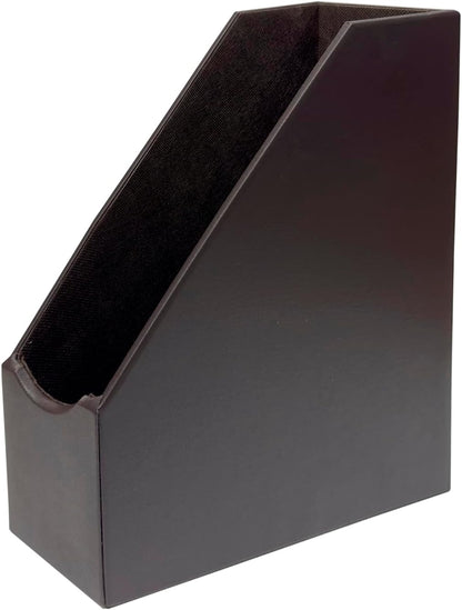 UnionBasic Magazine File Holder, Leatherette Desktop Document Organizer, Home Office Paper Holder File Storage Literature Sorter, Grey