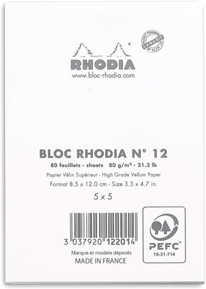 Rhodia 80 Sheet Graph Notepads, 4 by 6", Black