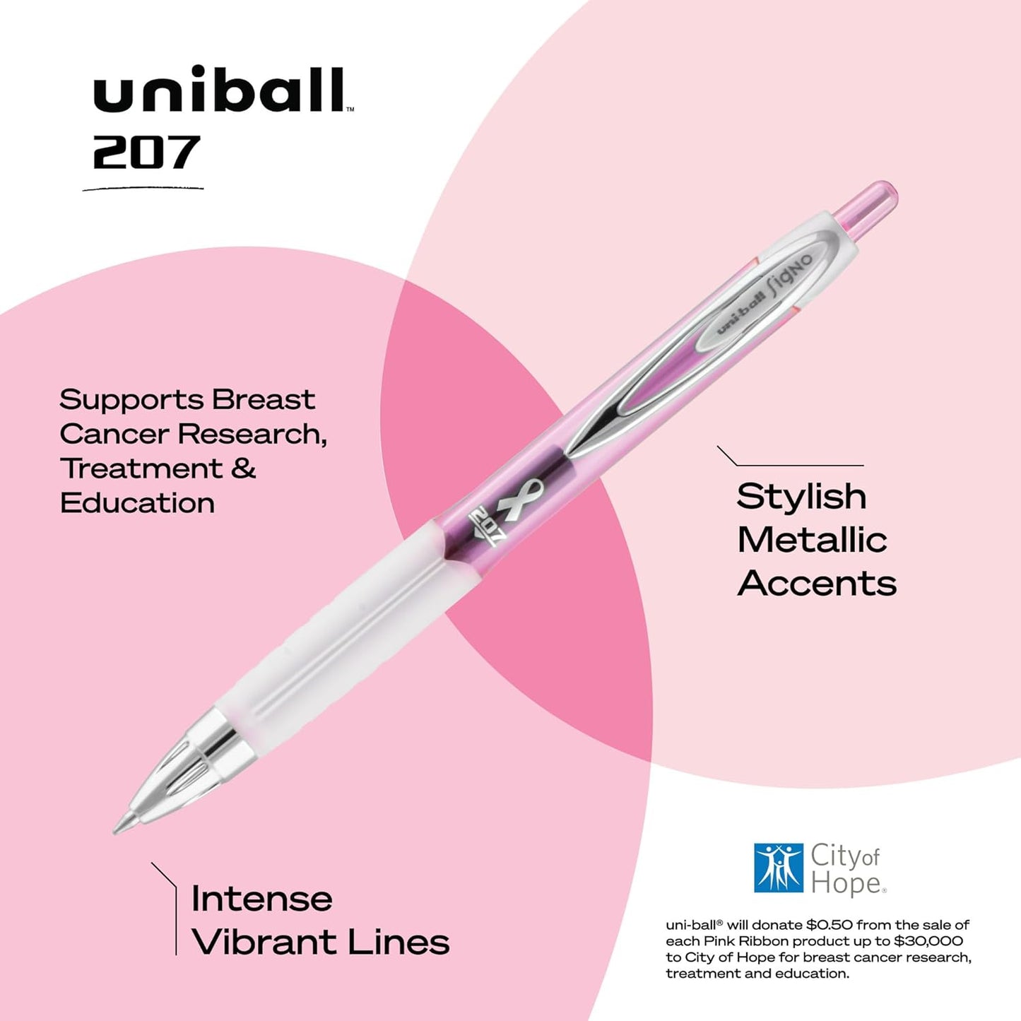 uni-ball 207 Retractable Gel Pens Medium Point, 0.7mm, Black, 12 Pack