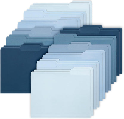 Whaline 24 Pack Dusty Blue File Folders Letter Size 6 Colors Gradient Blue File Pockets with 1/3 Cut Tab for Home Office Classroom Supplies, 8.9 x 11.6 Inch