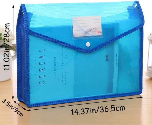 7 Pack File Folder - Expandable Poly Envelopes B4 Plastic Document Folder Button Closure Waterproof File Pouch with 7pcs Black Gel Ink Pens for School Office Supplies (Assorted Colors)