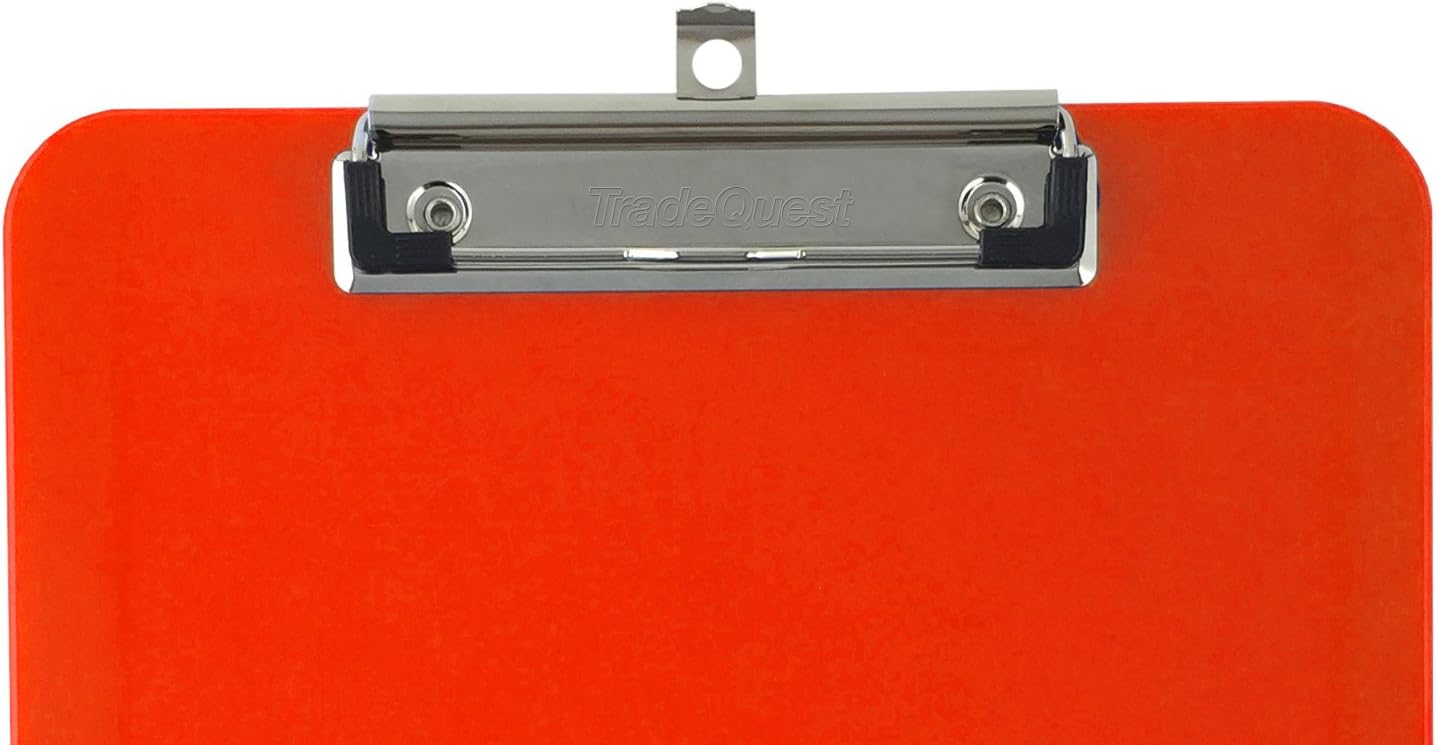 Trade Quest Plastic Clipboard Opaque Color Letter Size Low Profile Clip (Pack of 6) (Black)