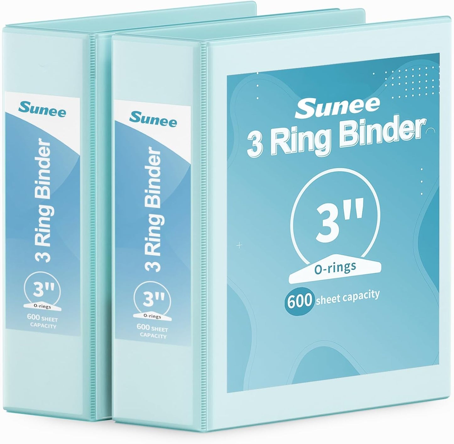 SUNEE 3 Ring Binder 3 Inch 2 Pack, Clear View Binder Three Ring PVC-Free (Fit 8.5x11 Inches) for School or Office Supplies, Pink