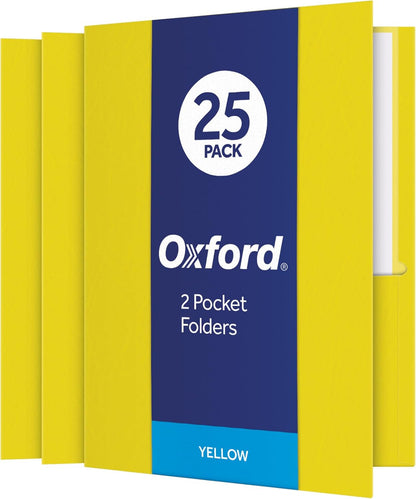 Oxford Twin-Pocket Folders, Textured Paper, Letter Size, Dark Blue, Holds 100 Sheets, Box of 25 (57538EE)