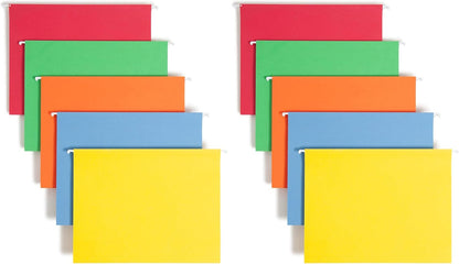 Smead Standard Hanging File Folders, 25 Count, Assorted Primaries, 1/5-Cut Adjustable Tabs, Letter Size (64059)