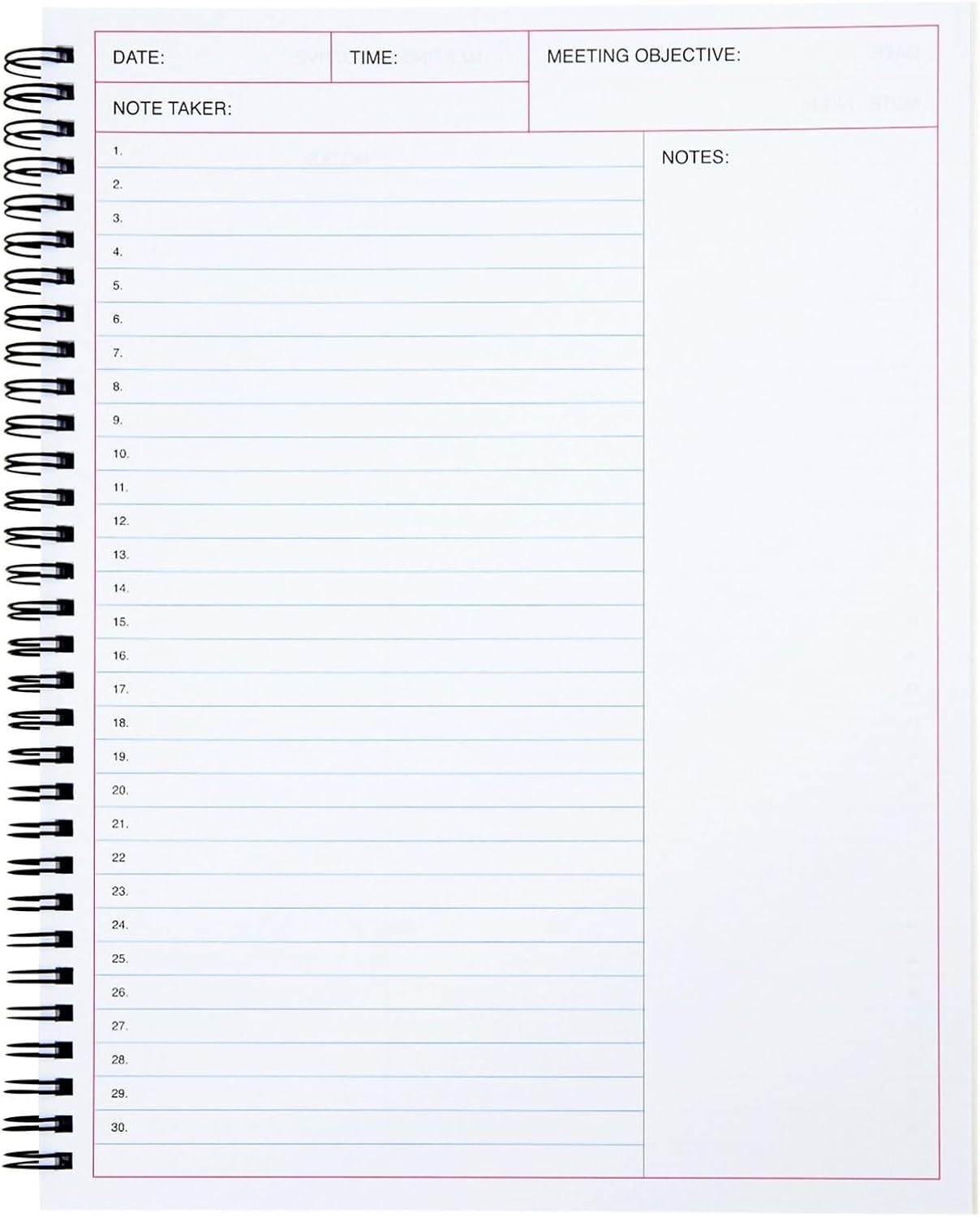 Juvale Meeting Notebook for Work - Spiral-Bound Planner Notebook for Work Planner & Office Supplies - Agenda & To Do List Notepad - 11 x 8.5 In, White, Pack of 2