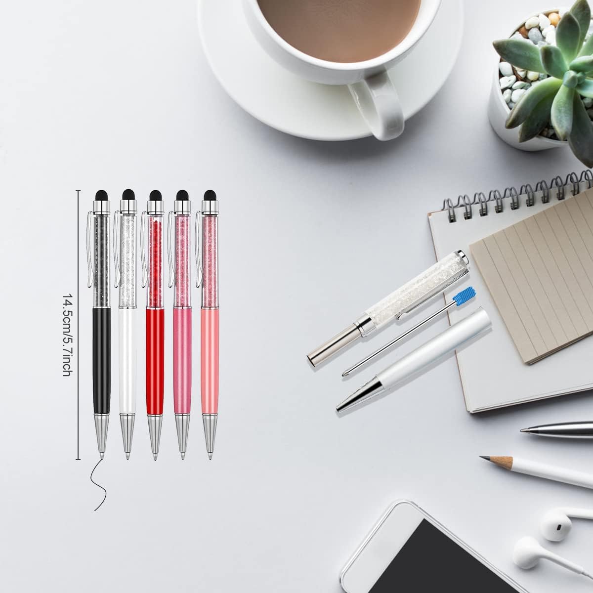Ballpoint Pen Refills Pack of 20, Smooth Writing 2.75 Inch and 1.0 mm Medium Point Metal Refill, Replaceable Ink Pen Refill for Diamond Crystal Stylus Pens and Ballpoint Pens (Black and Blue)