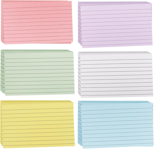 Colored Index Cards 3 x 5 Inch, 300 Count Ruled Index Cards, Flash Cards for Studying, Lined Note Cards for Office, Home and School
