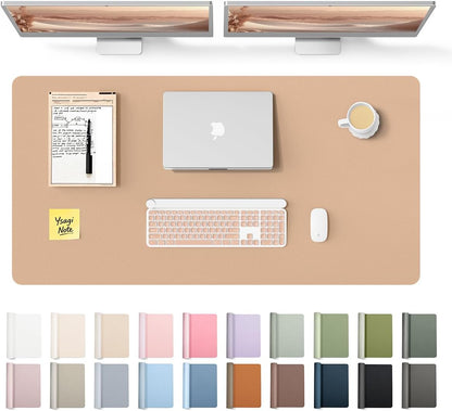 YSAGi Leather Office Desk Pad Protector, Large Mouse Pad, Non-Slip, PU Leather, Laptop Desk Blotter, Waterproof Writing Pad for Office and Home, Black, 23.6" x 13.8" - Colors B