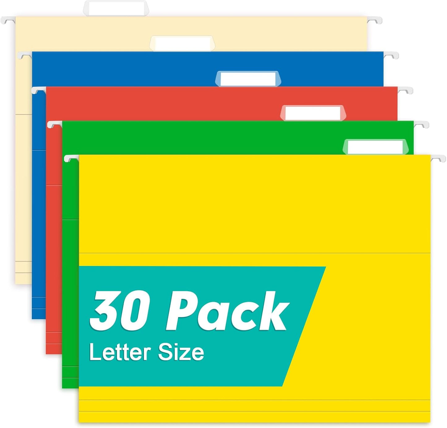 HERKKA Hanging File Folders, 30 Pack Reinforced Letter Size Hanging Folders, Designed for Bulky Files, Filing Cabinet, 1/5-Cut Adjustable Tabs (Blue)
