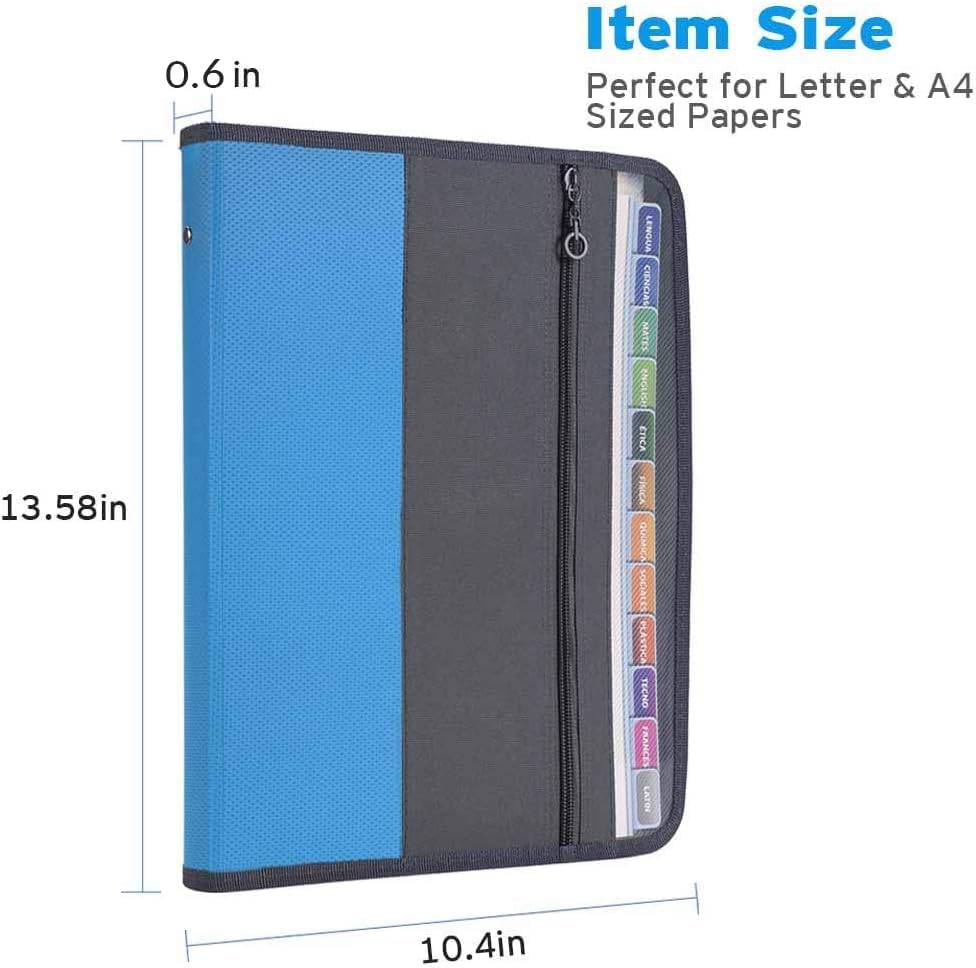Sooez Accordion File Organizer with Safe Zipper, 12 Pocket Expanding File Folder with Front Pencil Pouch, Portable Monthly Paper Bill Tax Receipt Organizer, School Office Supplies, Letter Size, Grey