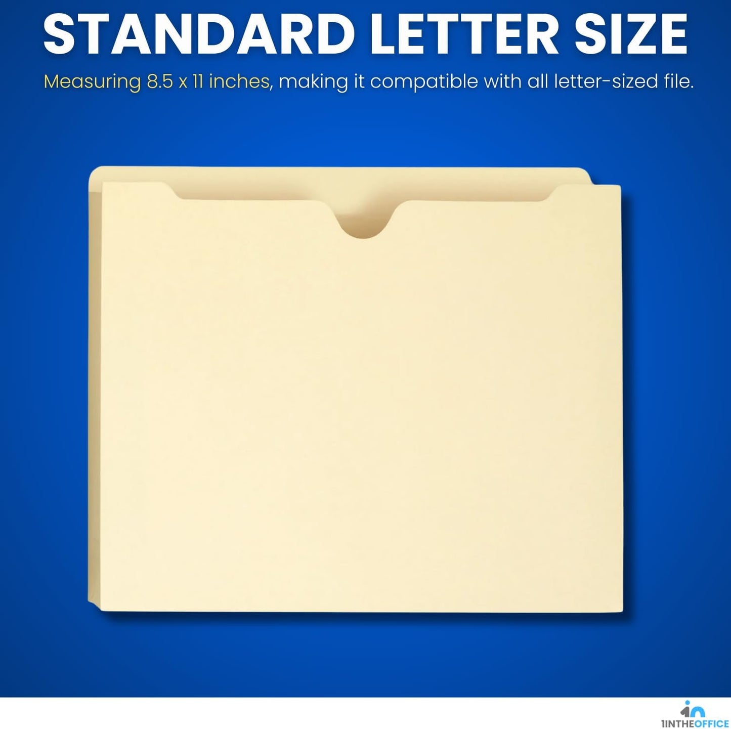 1InTheOffice File Jacket Folders, Manila, Letter Size, Reinforced Straight-Cut Tab, 1" Expansion, 50 Pack