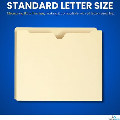 1InTheOffice File Jacket Folders, Manila, Letter Size, Reinforced Straight-Cut Tab, 1" Expansion, 50 Pack