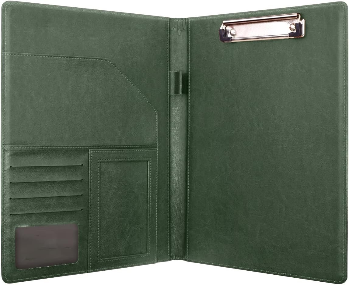 WAVEYU Resume Portfolio Folder, Padfolio Clipboard, Writing Portfolio Leather Clipboard with Cover for Legal Pad Holder Letter Size A4 for Business Conference Notepad Clip Boards, Purple