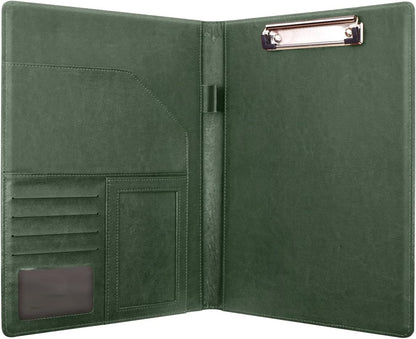 WAVEYU Resume Portfolio Folder, Padfolio Clipboard, Writing Portfolio Leather Clipboard with Cover for Legal Pad Holder Letter Size A4 for Business Conference Notepad Clip Boards, Purple