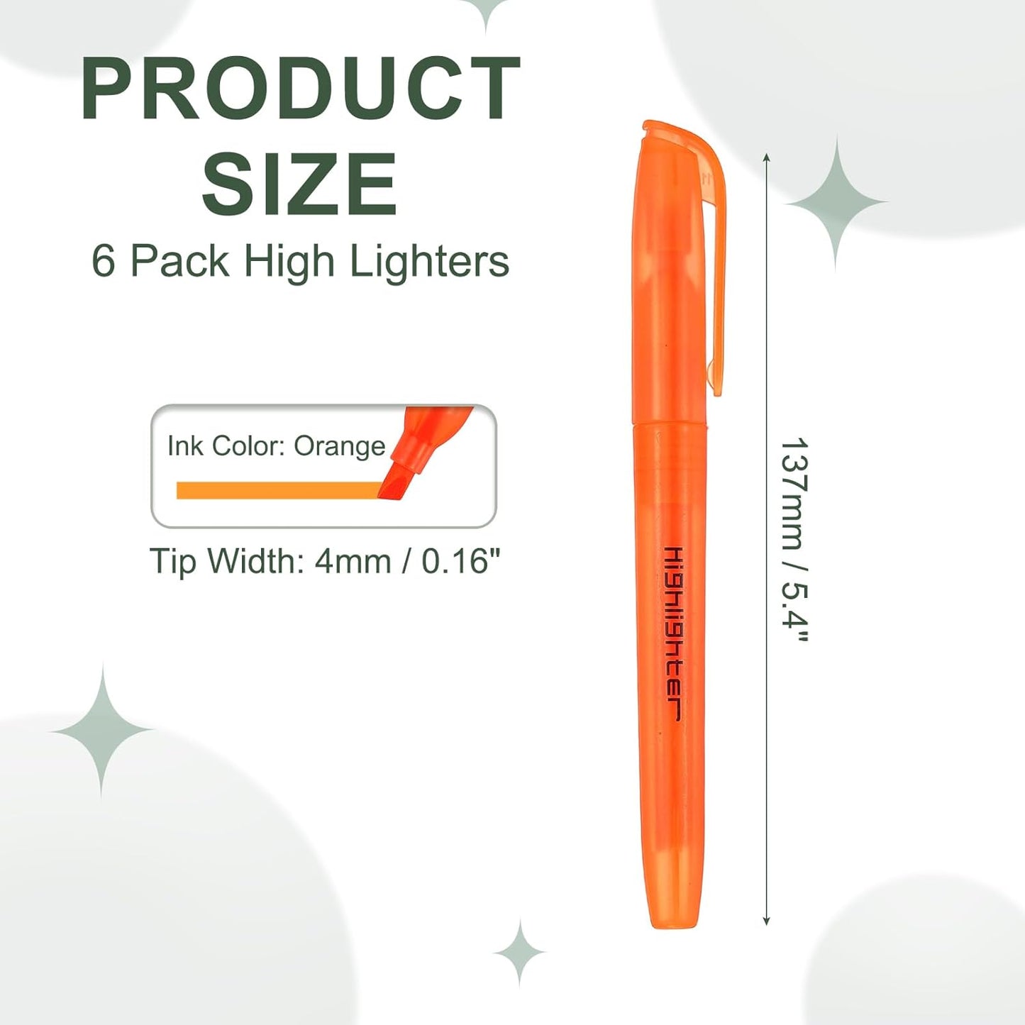 PATIKIL Blue Highlighter, 6 Pack High Lighters No Bleeds Highliters Pens Neon Clear View Bright Quick Dry Pocket Marker Pen Sticks Chisel Tip Cute for Books Office Adults, Transparent