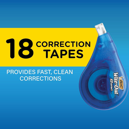 BIC Wite-Out EZ Correct Tear-Resistant Correction Tape with 39.3 ft of Tape, 10-Count Pack in White