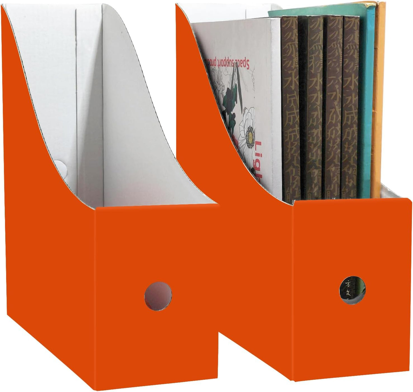 Limitliho 2 Pack Black Cardboard Magazine File Holder for Desktop, Book Bins for Classroom Library, Office or Home, Vertical Paper Boxes for Storage with Label(10.6" H x 10.2" L x 3.5" W in)