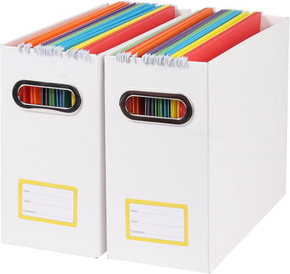 Collapsible File Organizer Box with Handle, Filing Organizer for Home or Office, Small Portable File Box(1 Pack, White)