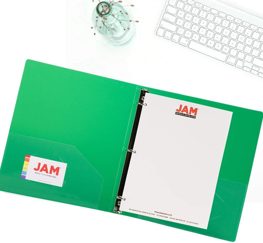 JAM PAPER Plastic 0.75 inch Binder - Clear 3 Ring Binder - Sold Individually